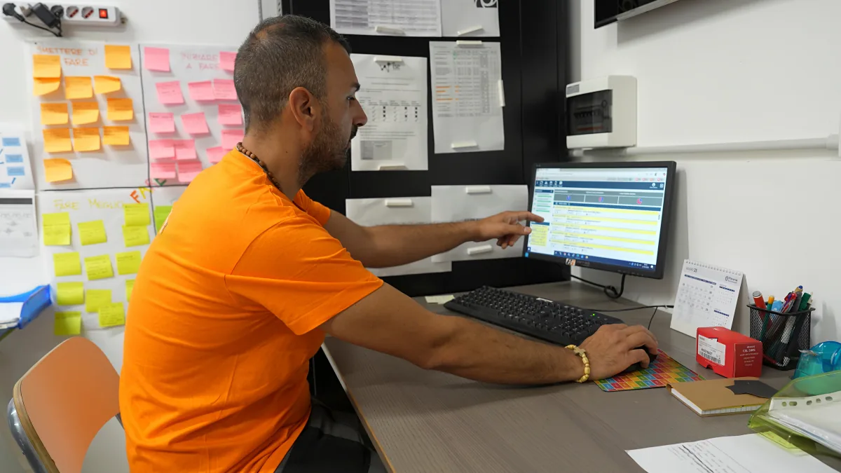 Business employee processing customer orders